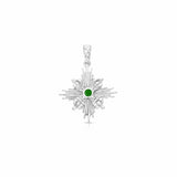 Green Tara goddess jewelry pendant with emerald and radiant star with vajra cross
