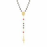 Mary Magdalene Black Madonna Rosary Black Crystals with Red Accents