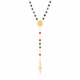 Mary Magdalene Black Madonna Rosary Black Crystals with Red Accents