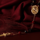 Mary Magdalene Black Madonna Rosary Black Crystals with Red Accents