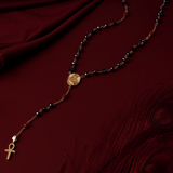 Mary Magdalene Black Madonna Rosary Black Crystals with Red Accents