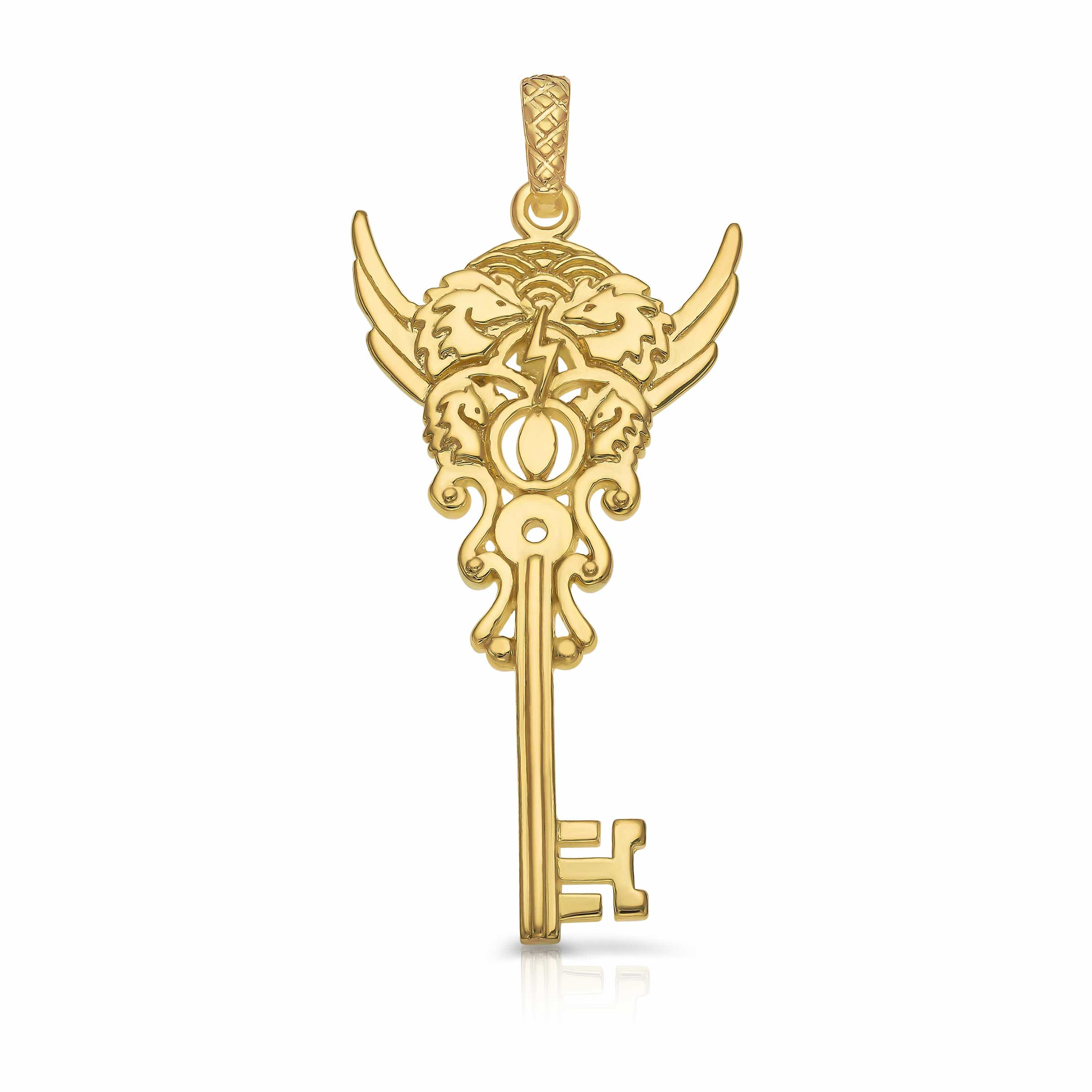gold dragon key pendant with dragons gold vermeil kaia ra spiritual jewelry