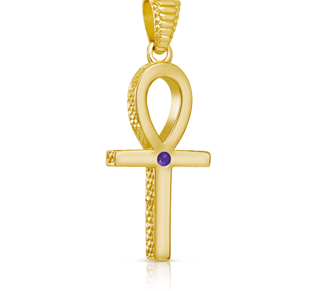 24K Gold Plate on Solid Brass/Large/Amethyst