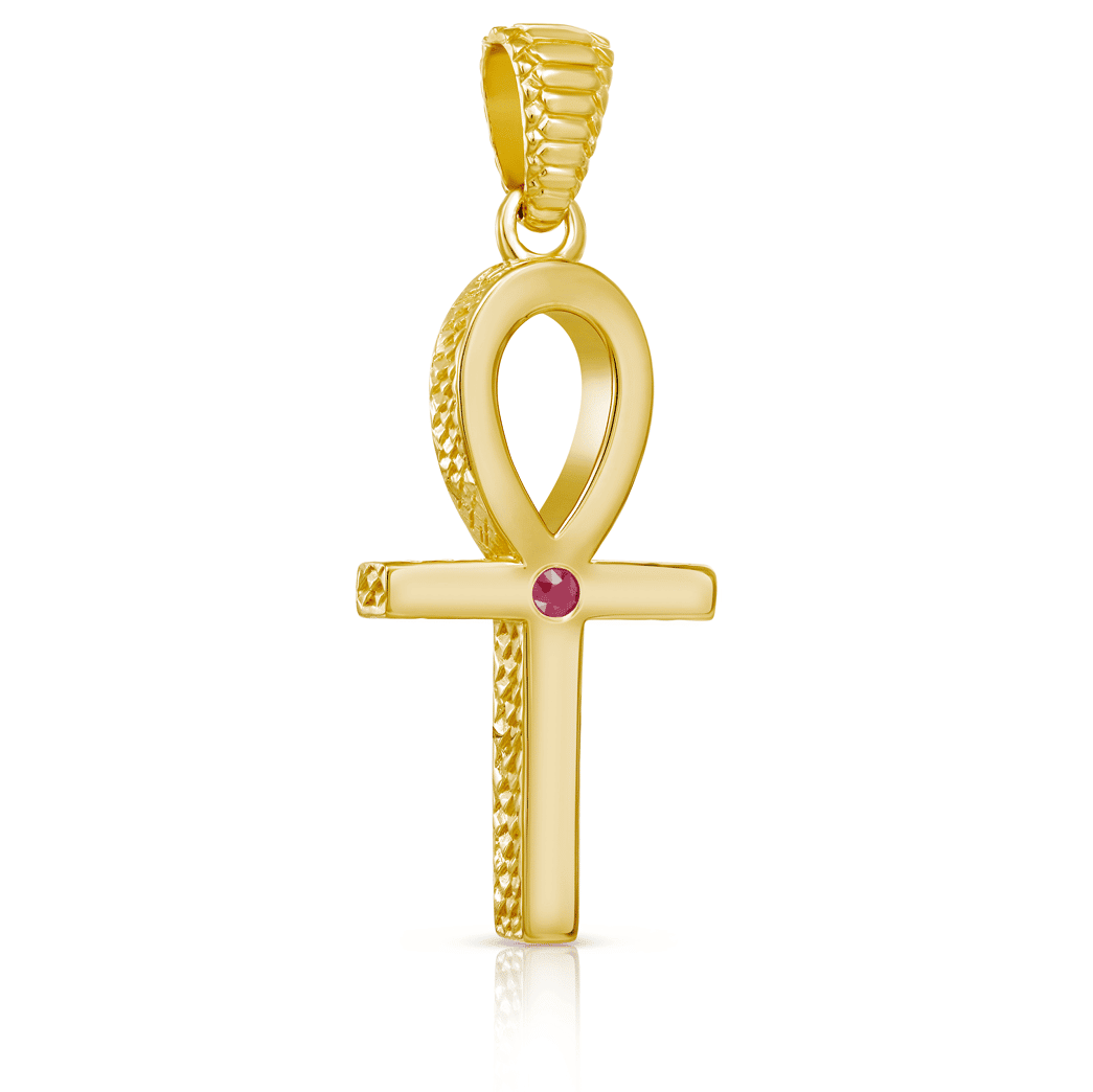 24K Gold Plate on Solid Brass/Large/Ruby