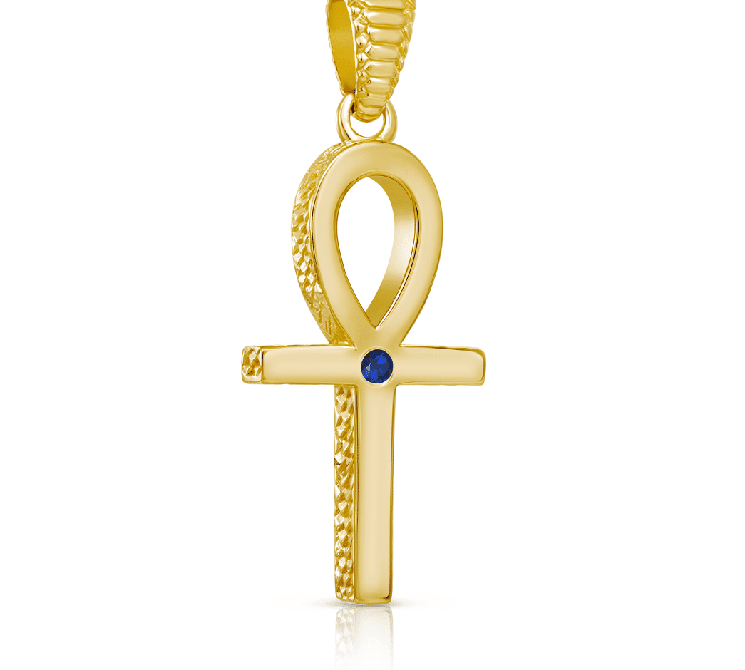 24K Gold Plate on Solid Brass/Large/Sapphire