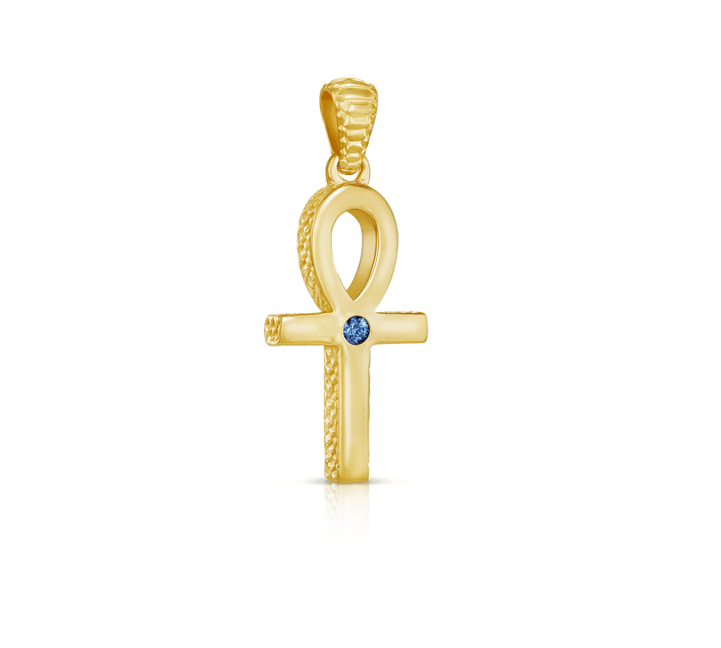 24K Gold Plate on Solid Brass/Small/Sapphire