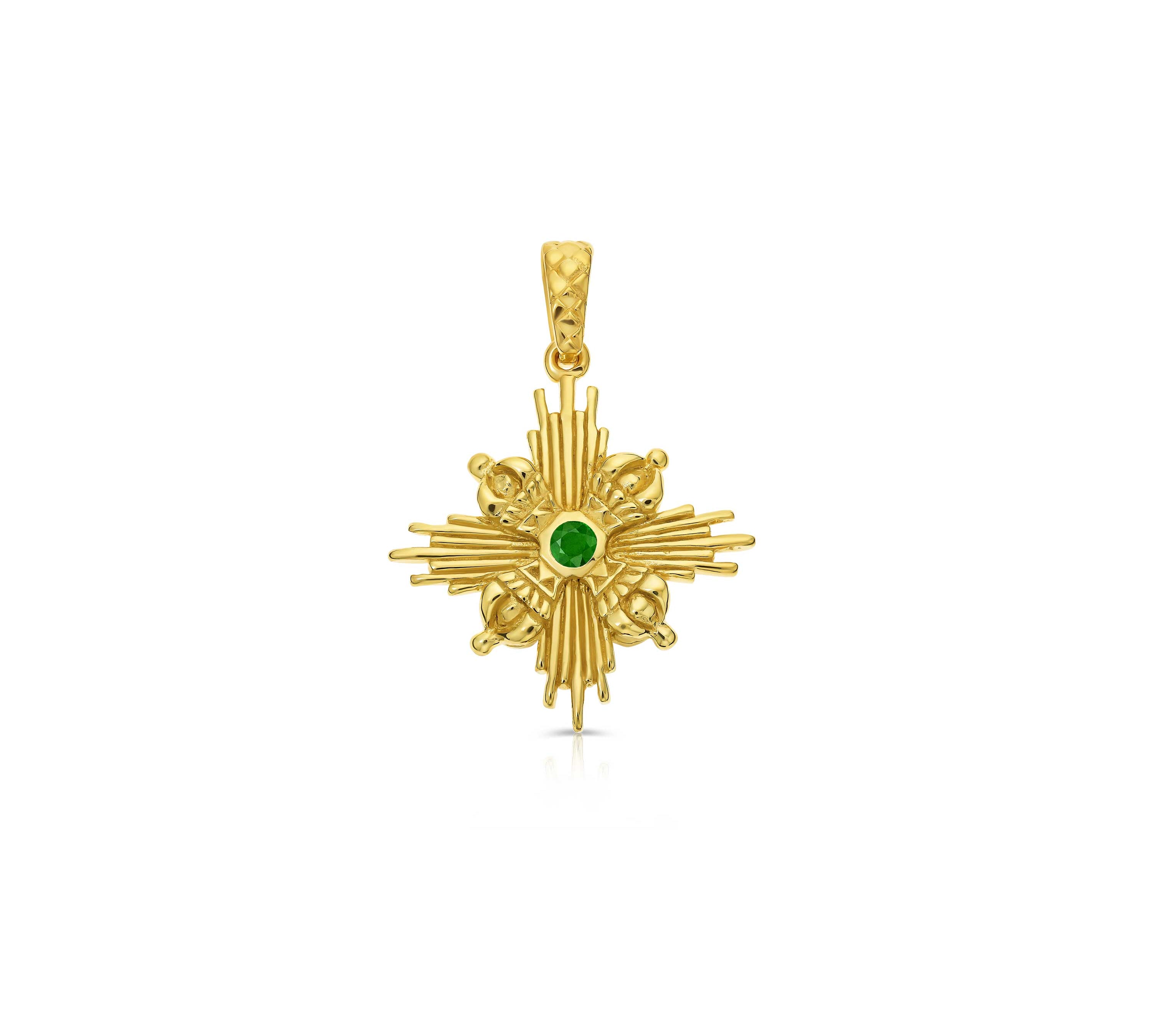 Green Tara Radiant Star Pendant with Emerald