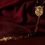 Mary Magdalene Black Madonna Rosary Black Crystals with Red Accents