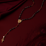 Mary Magdalene Black Madonna Rosary Black Crystals with Red Accents