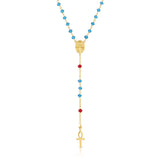 Mother Mary Rosary of Miracles Dark Blue Crystals with Red Accents