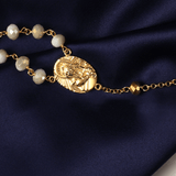 Joan of Arc Sovereignty Rosary White Crystals with Gold Accents