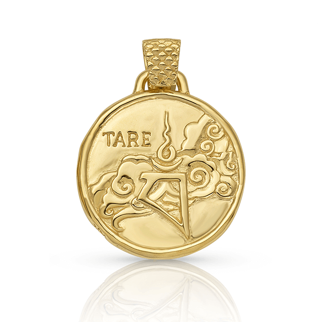 Green Tara Skydancer Pendant in Gold Plated Brass | Tare | Kaia Ra Jewelry | Bejeweled in Sovereignty | The Sophia Code